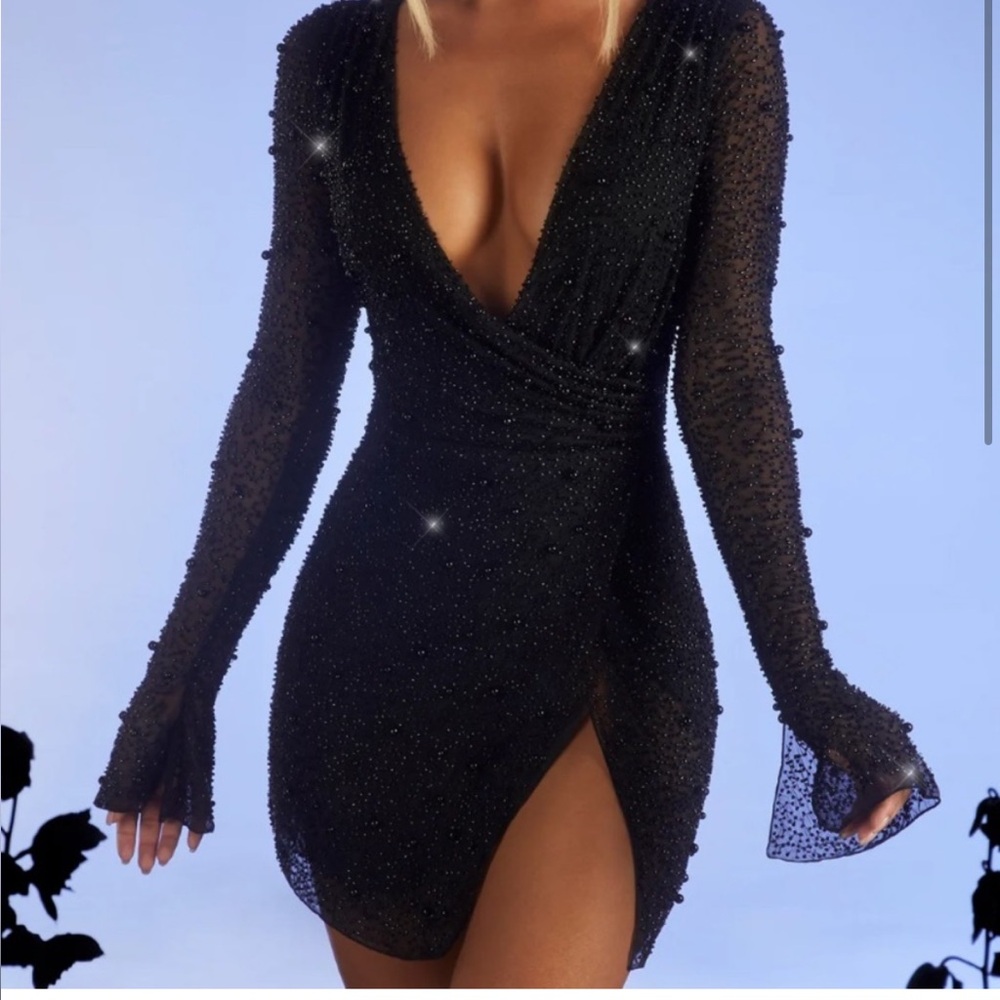 Oh Polly Chelsea Embellished Wrap over A line mini dress
